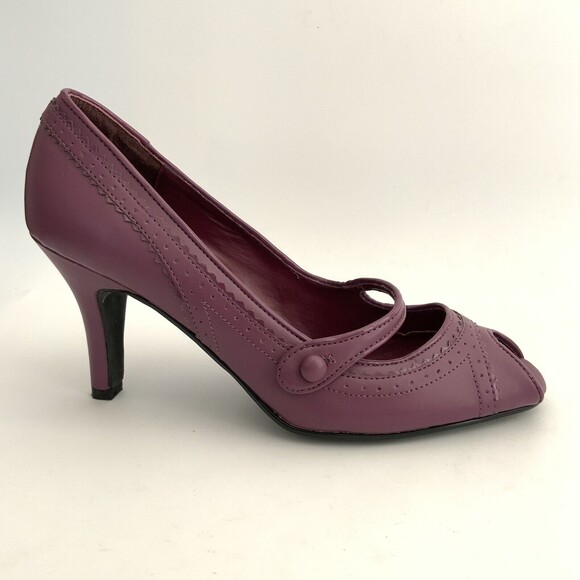JL Studio Peep Toe Mary Jane Heels Maroon 7.5 - Picture 2 of 12
